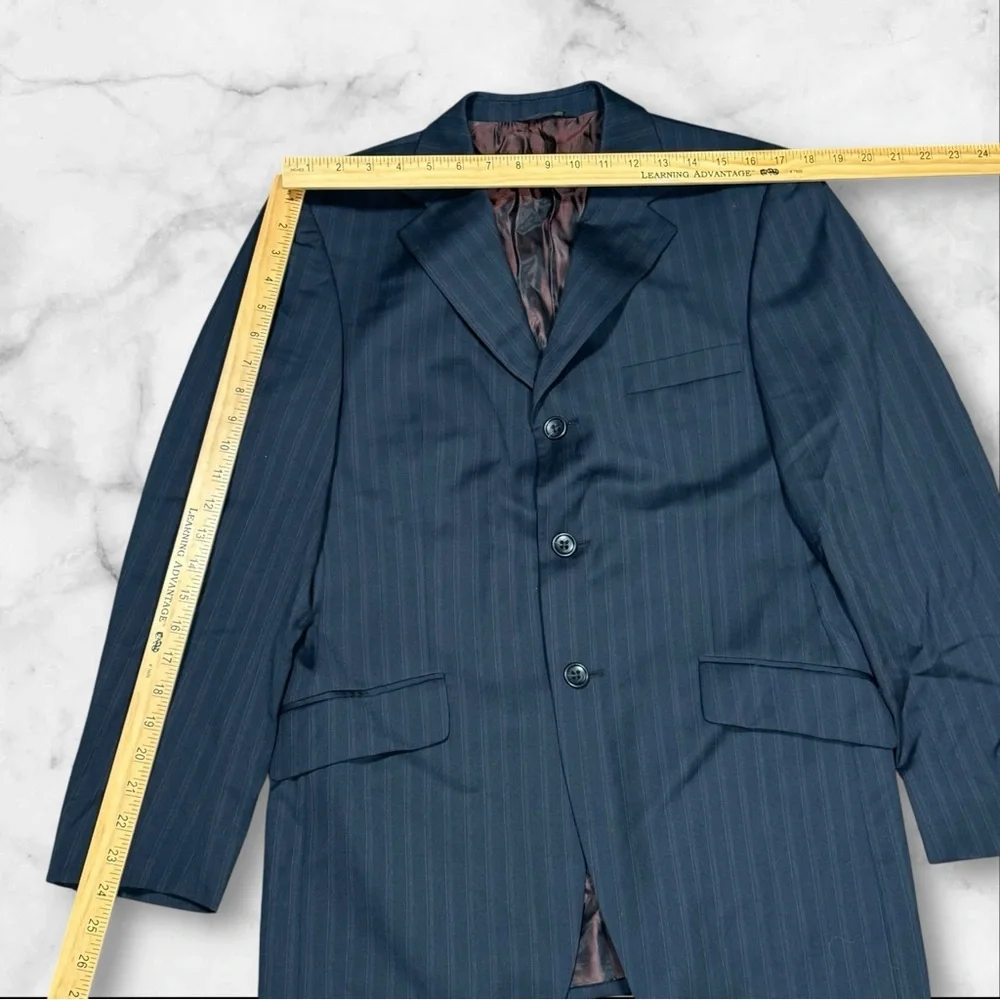 Banana Republic Modern Fit Pinstripe Jacket Mens Sz 38S 3 Button Grey Blue‎